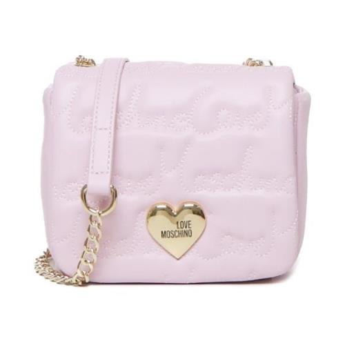 Roze Ecoleer Schoudertas Flap Sluiting Love Moschino , Pink , Dames