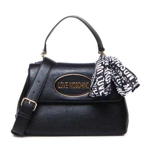 Zwarte Handtas met Decoratieve Sjaal Love Moschino , Black , Dames