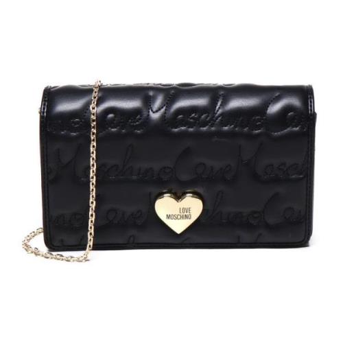 Gewatteerde Schoudertas met Kettingriem Love Moschino , Black , Dames