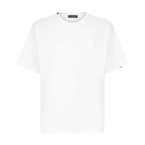 Casual Katoenen T-Shirt in Zwart Dolce & Gabbana , White , Heren