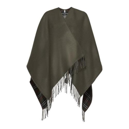 Omkeerbare wollen cape met ruitmotief Burberry , Green , Dames