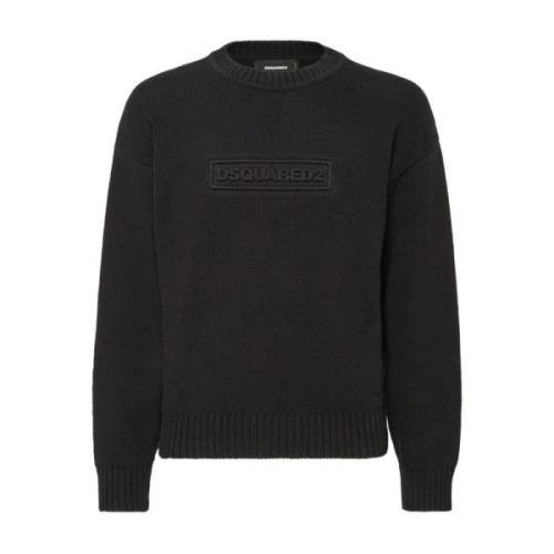 Zwart Logo Gebreide Trui Dsquared2 , Black , Heren