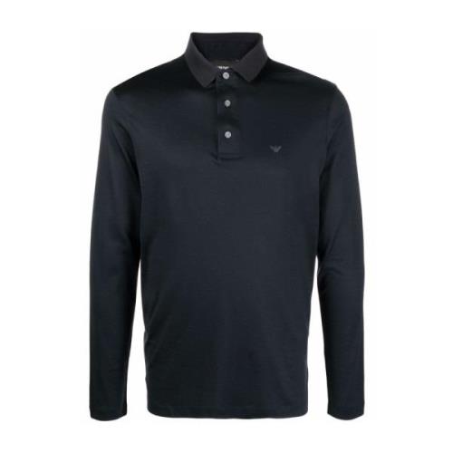 Navy Polo Shirt Lange Mouw Emporio Armani , Blue , Heren