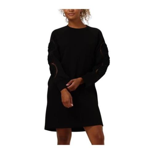 Zwarte Sweatjurk met Broderiedetails Object , Black , Dames