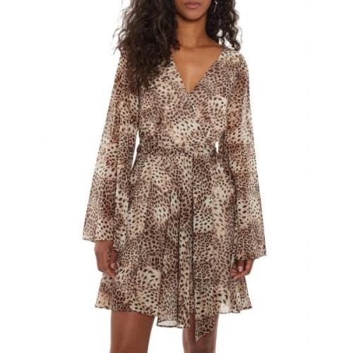 Mini Cheetah Print Jurk Guess , Beige , Dames