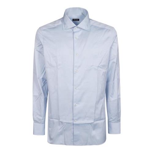 Klassieke Lange Mouw Shirt Ermenegildo Zegna , Blue , Heren