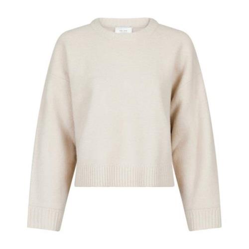 Detri Solid Gebreid Ivoor Trui Neo Noir , Beige , Dames