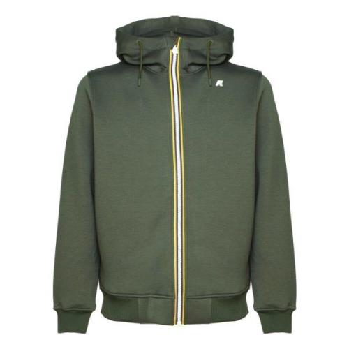 Groene Rits Hoodie Jas K-Way , Green , Heren