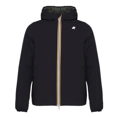 Omkeerbare Gewatteerde Jas met Capuchon K-Way , Black , Heren