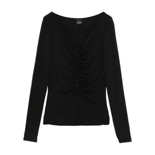 Zwart Top met Ritssluiting en Boothals Pinko , Black , Dames