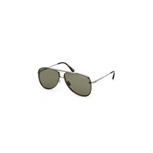 Groene Lens Shiny Light Ruthenium Zonnebril Tom Ford , Gray , Unisex