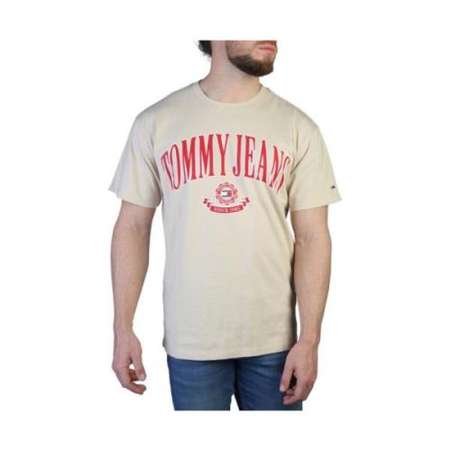 Korte Mouw Ronde Hals Katoenen T-shirt Tommy Hilfiger , Brown , Heren