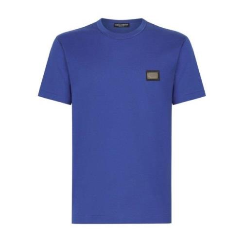 Handtekening Plaque T-shirt Dolce & Gabbana , Blue , Heren