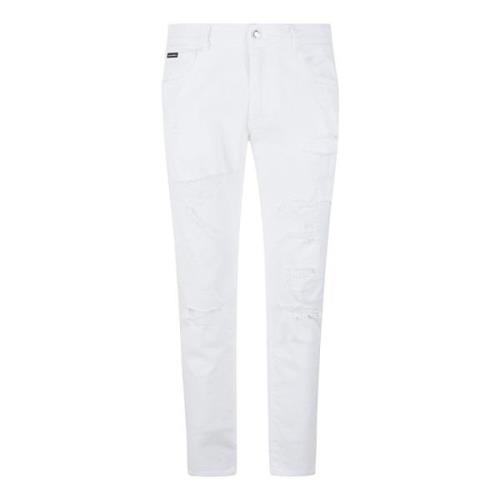 Stijlvolle Heren Straight Broek Dolce & Gabbana , White , Heren