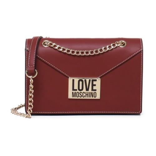 Eco-leer Schoudertas in Wijn Love Moschino , Red , Dames