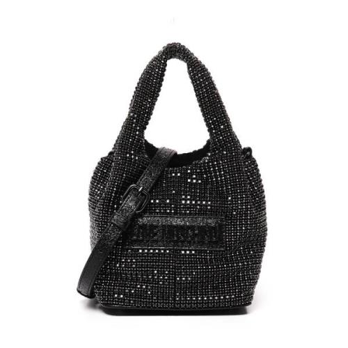 Zwarte Tas met Strass en Magneetsluiting Love Moschino , Black , Dames