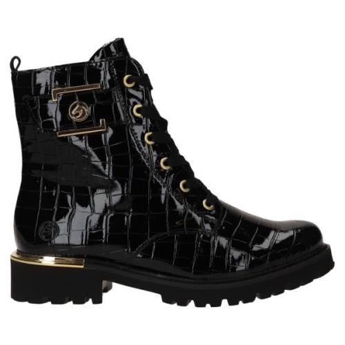 Glamoureuze Veterschoenen met Gouden Details Remonte , Black , Dames