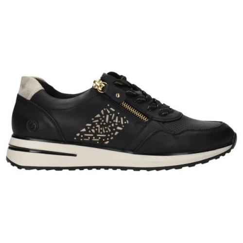 Zwarte Lite 'n Soft Sneakers met Gouden Details Remonte , Black , Dame...