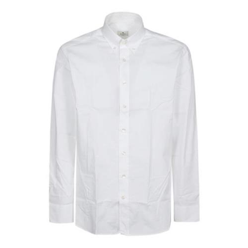 Logo Button Down Shirt Etro , White , Heren