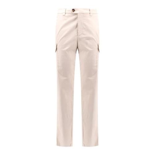 Cargo Stretch Katoenen Broek met Zakken Brunello Cucinelli , Beige , H...