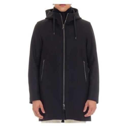 Blauwe Zip Parka met Neopreen Voering Herno , Blue , Heren