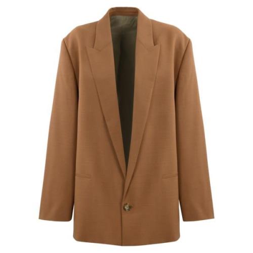 Bruine wollen blazer lange mouwen V-hals Philosophy di Lorenzo Serafin...