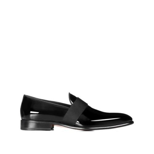 Klassieke Leren Loafers Santoni , Black , Heren