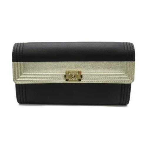 Pre-owned Leather wallets Chanel Vintage , Black , Dames