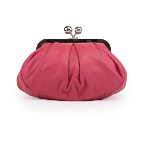 Kersenroze Leren Ketting Clutch Max Mara Weekend , Red , Dames