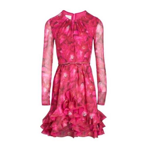 Zijden Fuchsia Print Jurk Giambattista Valli , Pink , Dames