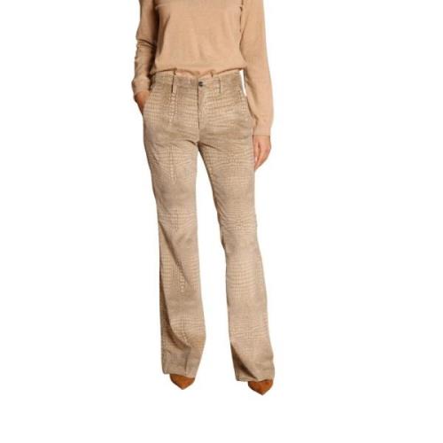 Fluwelen Krokodillenprint Flare Chino Broek Mason's , Beige , Dames