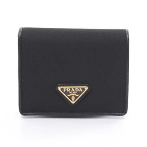 Pre-owned Leather wallets Prada Vintage , Black , Dames