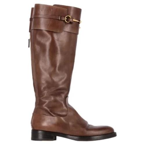 Pre-owned Leather boots Gucci Vintage , Brown , Dames