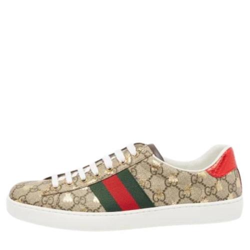 Pre-owned Coated canvas sneakers Gucci Vintage , Beige , Heren