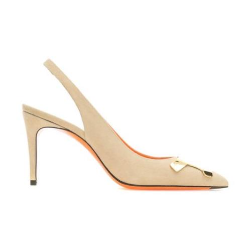 Elegant Slingback Pumps Santoni , Beige , Dames