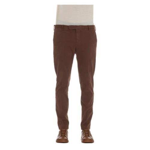 Bruine Maatwerk Broek Rits Sluiting PT Torino , Brown , Heren