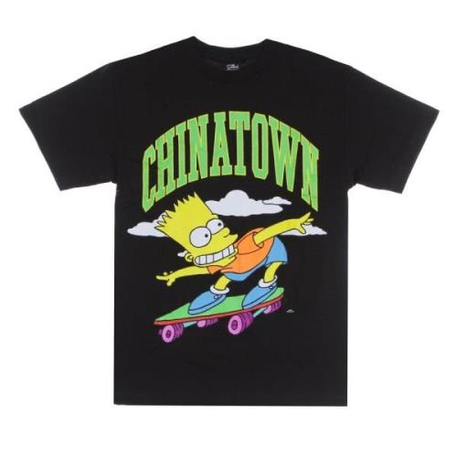 Simpsons Zwart Tee met Logo Print Market , Black , Heren