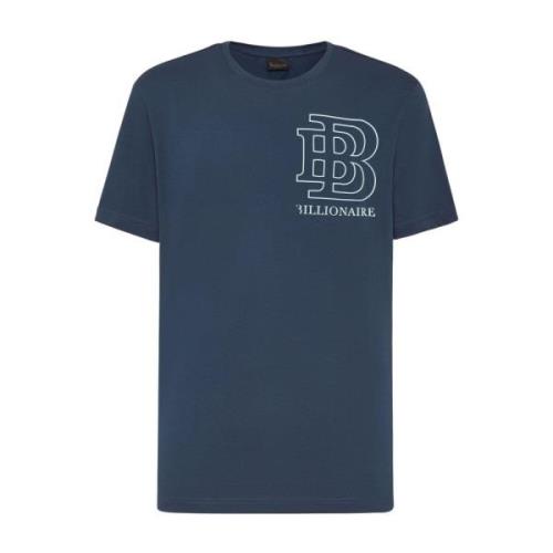 Casual Katoenen T-shirt in Blauw Billionaire , Blue , Heren