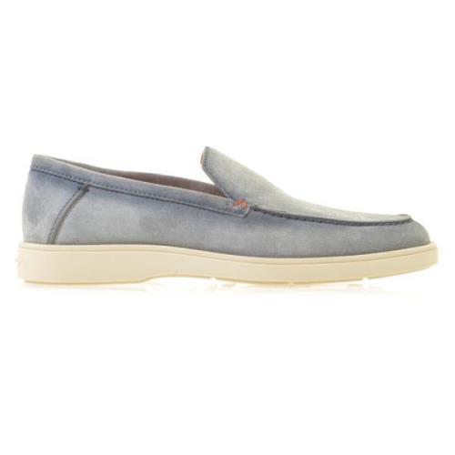 Klassieke Suede Loafer Santoni , Blue , Heren