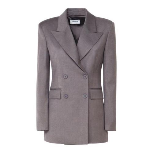 Grijze Wol Double-Breasted Blazer Jas Mariuccia Milano , Gray , Dames