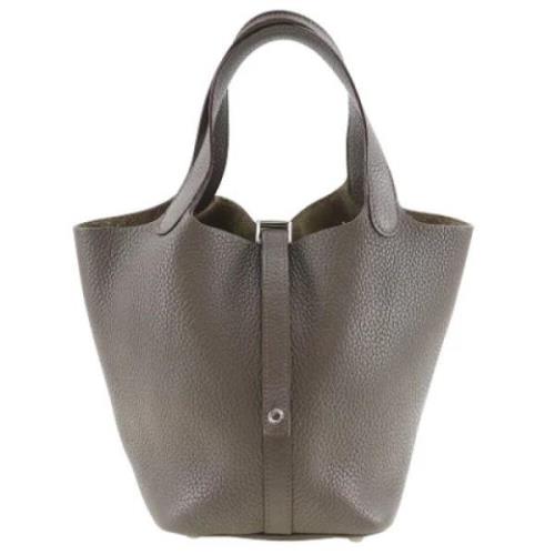 Pre-owned Leather totes Hermès Vintage , Gray , Dames