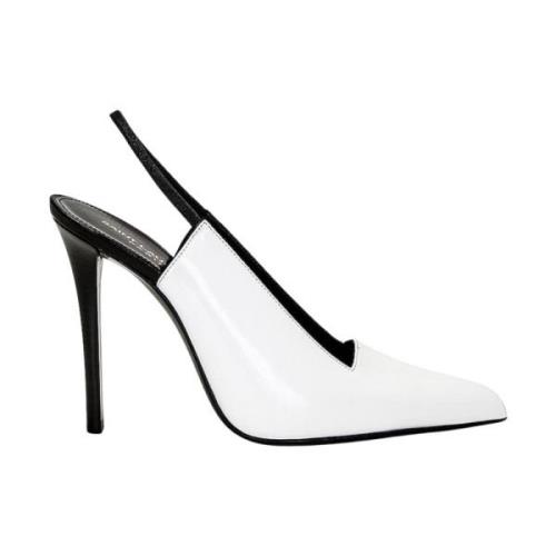 Elegant Slingback Pumps Saint Laurent , White , Dames