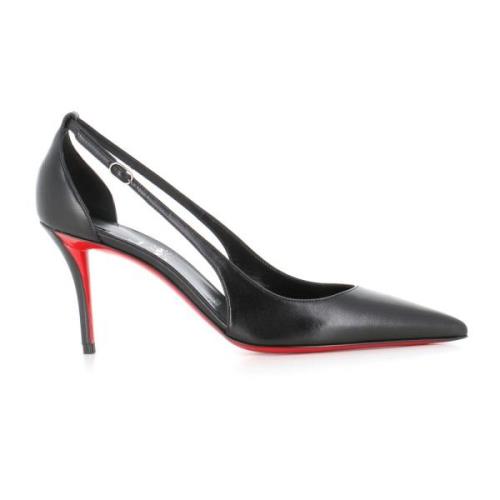 Zwarte Hak Uitgesneden Leren Pump Christian Louboutin , Black , Dames