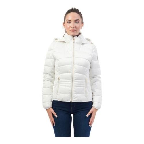 Witte Gewatteerde Regenjas met Capuchon YES ZEE , White , Dames