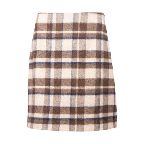 Geruite wolmix flanellen rok Max Mara Weekend , Brown , Dames