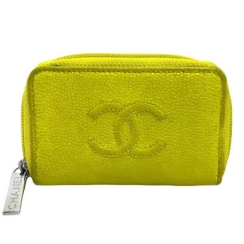 Pre-owned Leather wallets Chanel Vintage , Yellow , Dames