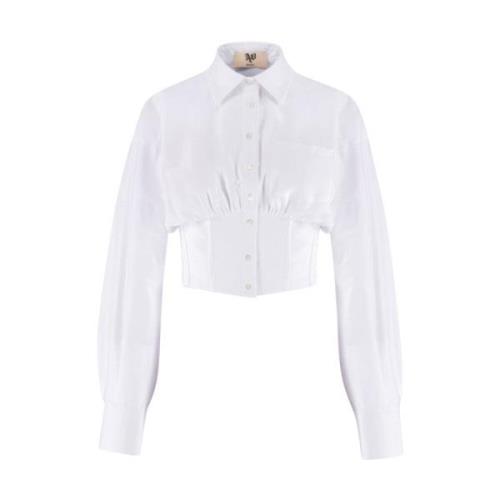 Witte Poplin Korte Blouse Aniye By , White , Dames