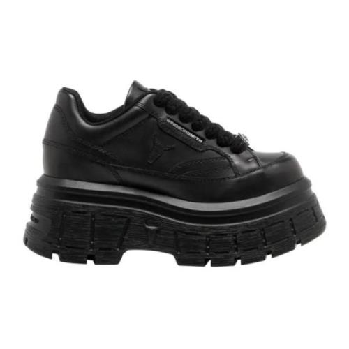 Leren Platform Sneaker Zwart Wit Windsor Smith , Black , Dames