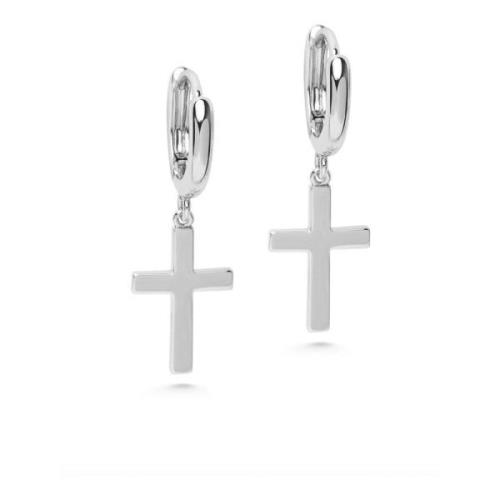 Mens Small Cross Earrings in Silver Nialaya , Gray , Heren