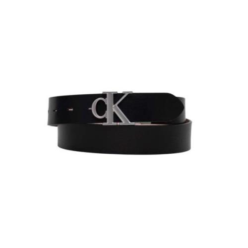 Dames Leren Riem Ronde Mono Calvin Klein , Black , Dames